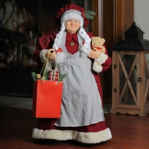 24 Mrs. Claus the Chef Standing Christmas Figure with Teddy Bear and Bag of Treats - All