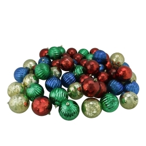 50Ct Shiny Red Blue Green and Gold Shatterproof Mercury Ball Christmas Ornaments 3.25 80mm - All