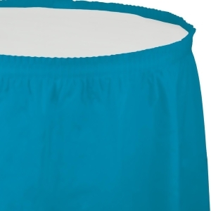 Pack of 6 Turquoise Blue Pleated Disposable Plastic Picnic Party Table Skirts 14' - All