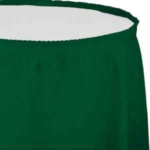 Pack of 6 Hunter Green Pleated Disposable Plastic Picnic Party Table Skirts 14' - All
