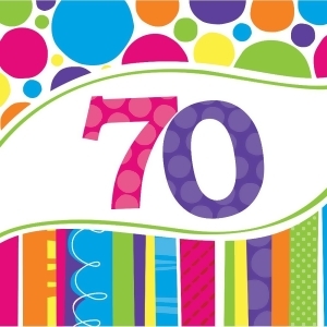 Club Pack of 216 Bright And Bold 70th Premium 2-Ply Disposable Party Lunch Napkins 6.5 - All