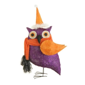 24 Lighted Sparkling Tinsel and Sisal Purple Owl Halloween Decoration - All