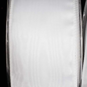 White Dakota Moire Wired Craft RIbbon 2.5 x 40 Yards - All