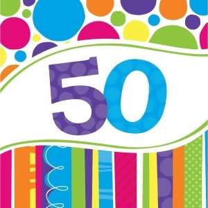 Club Pack of 216 Bright and Bold 50th Premium 2-Ply Disposable Party Lunch Napkins 6.5 - All
