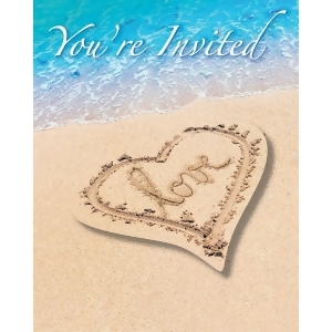 Club Pack of 48 Beach Love Heart Paper Party Invitation Cards - All