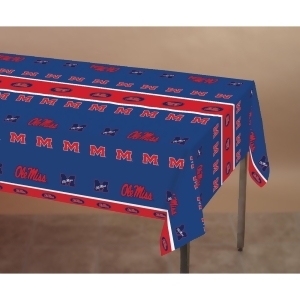 Club Pack of 12 Blue and Red University of Mississippi Ncaa Plastic Picnic Party Table Covers 108 - All