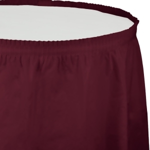 Pack of 6 Burgundy Red Pleated Disposable Plastic Picnic Party Table Skirts 14' - All