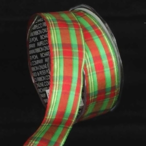 Classic Red and Green Caterbury Plaid Print Wired Craft Ribbon 1.5 x 27 Yards - All