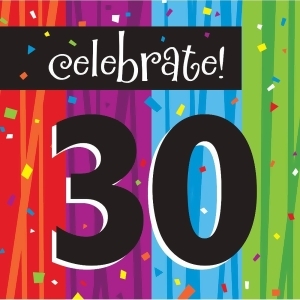 Club Pack of 192 Milestone Celebrations Celebrate 30 Premium 3-Ply Disposable Lunch Napkins 6.5 - All