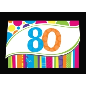 Club Pack of 48 Bright and Bold 80th Birthday Party Paper Invitations - All