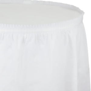 Pack of 6 White Disposable Plastic Picnic Party Table Skirts 21.5' - All
