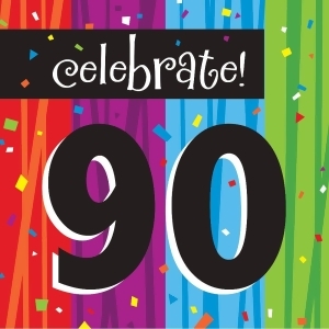 Club Pack of 192 Milestone Celebrations Celebrate 90 Premium 3-Ply Disposable Lunch Napkins 6.5 - All