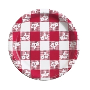 Club Pack of 96 Red Gingham Disposable Paper Party Banquet Dinner Plates 10 - All
