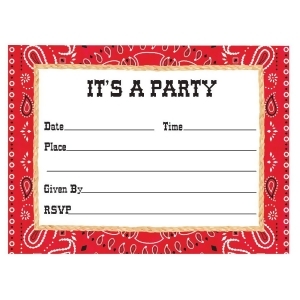 Club Pack of 48 Red Bandanarama Paper Party Celebration Invitation Cards - All