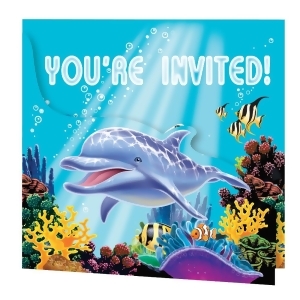 Club Pack of 48 Fun Deep Blue Sea Ocean Party Paper Invitations 7 - All