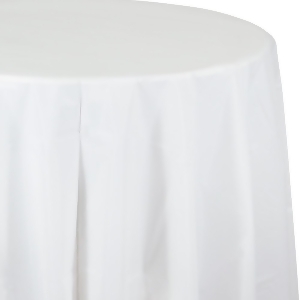 Club Pack of 12 White Disposable Plastic Octy-Round Picnic Party Table Covers 82 - All