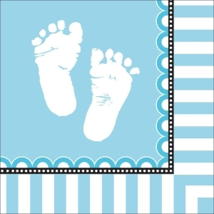 Club Pack of 192 Sweet Baby Feet Blue Premium 3-Ply Disposable Lunch Napkins 6.5 - All
