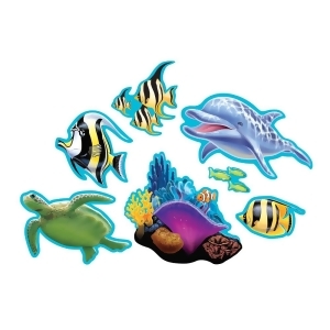 Club Pack of 84 Two-Sided Tropical Ocean Party Cutout Hanging Party Decorations 12 - All