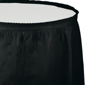 Pack of 6 Black Velvet Disposable Plastic Picnic Party Table Skirts 21.5' - All
