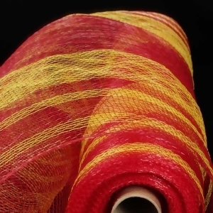 Red and Yellow Striped Deco Mesh Craft Ribbon 21 x 40 Yards - All