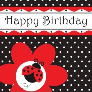 Club Pack of 192 Ladybug Fancy Happy Birthday Premium 3-Ply Disposable Lunch Napkins 6.5 - All