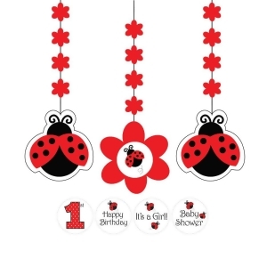 Pack of 18 Red and Black Ladybug Fancy Hanging Cutout W/Stickers Party Decorations 36 - All