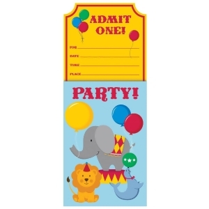 Club Pack of 48 Vertical Pop-Up Circus Time Fun Party Paper Invitations 7 - All