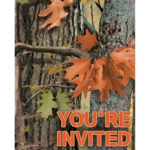 Club Pack of 96 Fold-Over Hunting Camo Fun Party Paper Invitations 6 - All