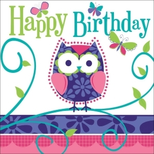 Club Pack of 192 Owl Pal Birthday Premium 3-Ply Disposable Lunch Napkins 6.5 - All