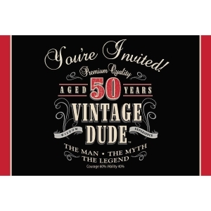 Club Pack of 48 Vintage Dude 50th Birthday Party Gatefold Paper Invitations 6 - All