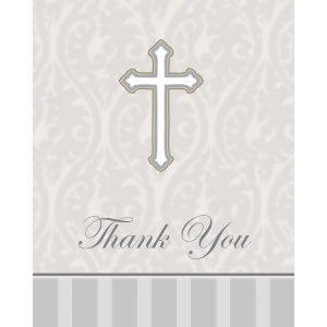 Club Pack of 96 Gray Devotion Religious Themed Thank You Note Cards 5 - All