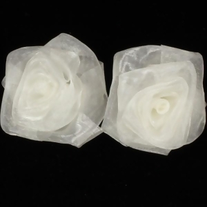 Club Pack of 36 Large Classic Cream Sheer Rose Craft Ribbon Flowers 3 - All