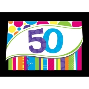 Club Pack of 48 Bright and Bold 50th Birthday Party Paper Invitations - All