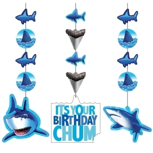 Pack of 18 Shark Splash Its Your Birthday Chum Printed Hanging Cutout Party Decorations 36 - All