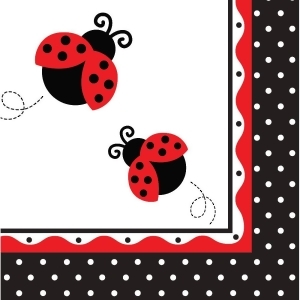 Club Pack of 192 Ladybug Fancy Premium 3-Ply Disposable Lunch Napkins 6.5 - All