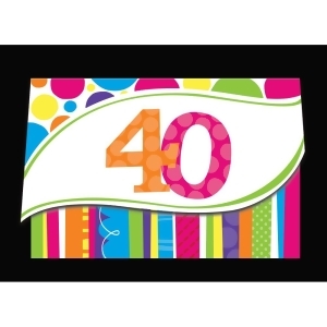 Club Pack of 48 Bright and Bold 40th Birthday Party Paper Invitations - All