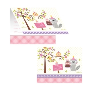 Club Pack of 48 Happi Woodland Girl Fun Party Paper Invitations 7 - All