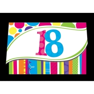 Club Pack of 48 Bright and Bold Multi-Colored 18th Birthday Invitation 6 - All