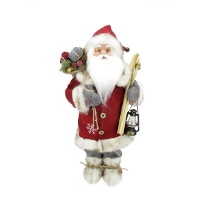 18 Bundled Up Standing Santa Claus Christmas Figure with Skis and Lantern - All