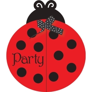 Club Pack of 48 Red and Black Ladybug Fancy Gate Fold Invitations 4.75 - All