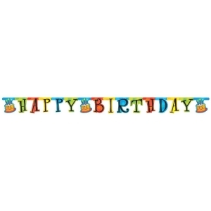 Pack of 12 Die Cut Multi Colored Cake Celebration Happy Birthday Hanging Jointed Party Banner - All