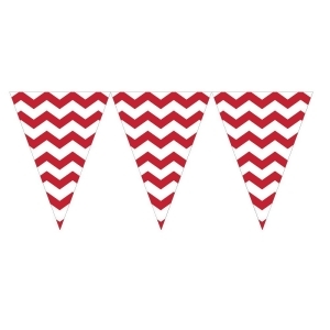 Pack of 24 Red and White Classic Red Chevrons Hanging Decoration Flag Banners 9' - All