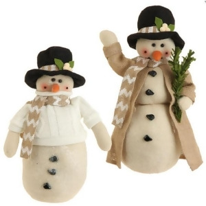 13 Snowy Time Tan Snowman with Black Hat Christmas Table Top Decoration - All