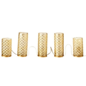 72 Elegant Antique Gold Diamond Faceted Glass Flameless Pillar Candle Christmas Decor - All