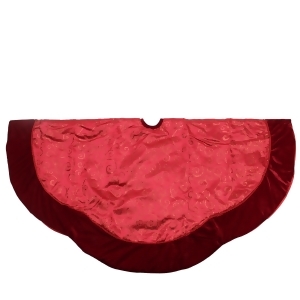 48 Red Glittered Swirl Christmas Tree Skirt with Velveteen Trim - All