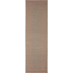 2'3 x 11'9 Mosaic Medley Desert Taupe and Cayenne Pepper Red Shed-Free Area Throw Rug Runner - All