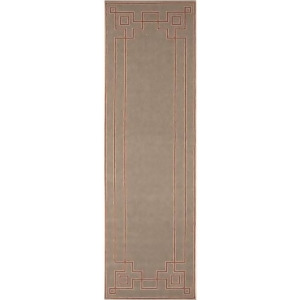 2'3 x 11'9 Mosaic Medley Desert Taupe and Cayenne Pepper Red Shed-Free Area Throw Rug Runner - All