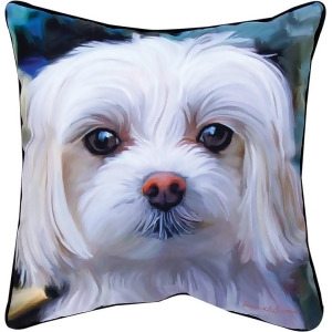 18 Paws And Whiskers Little Lord Malty Maltese Printed Square Indoor/ Outdoor Decorative Pillow - All
