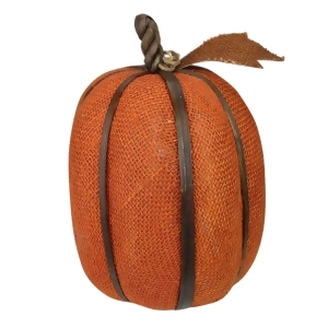 12 Autumn Harvest Rust Orange Burlap Pumpkin with Bamboo Thanksgiving Fall Decoration - All