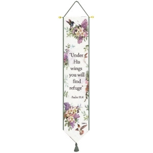 Purple Lilac and Hummingbird Psalm 91 4 Whisper Wings Tapestry Bell Pull 9 x 41 - All